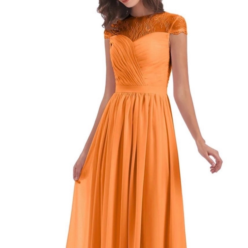 Elegant Orange Lace Evening Dress